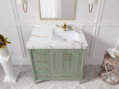 Aberdeen 36 in. W x 22 in. D Right Offset Sink Bathroom Vanity - photo 33