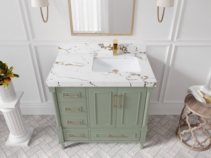 Aberdeen 36 in. W x 22 in. D Right Offset Sink Bathroom Vanity - photo 27