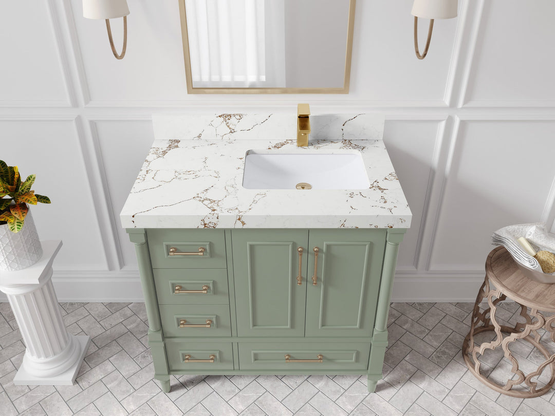Aberdeen 36 in. W x 22 in. D Right Offset Sink Bathroom Vanity