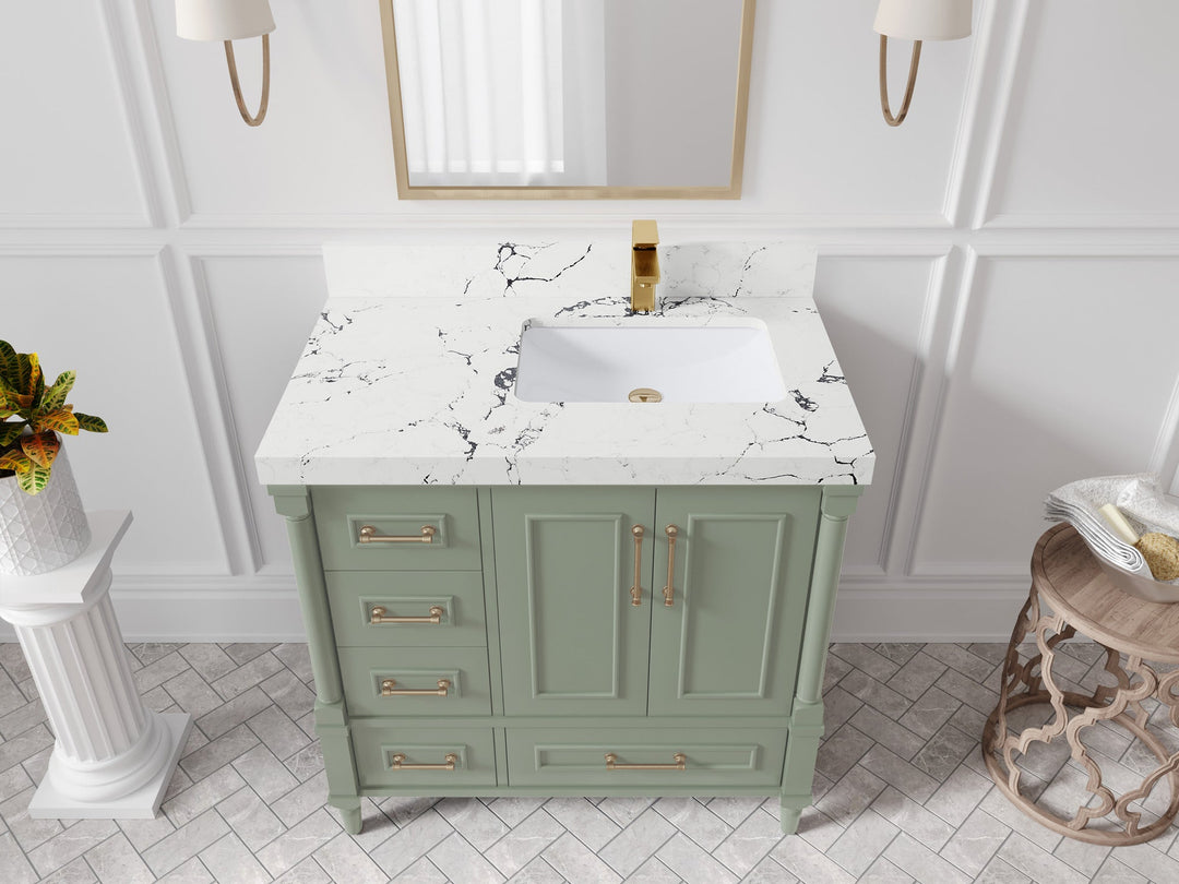 Aberdeen 36 in. W x 22 in. D Right Offset Sink Bathroom Vanity