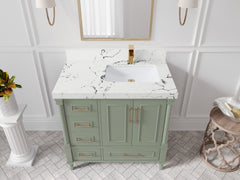 Aberdeen 36 in. W x 22 in. D Right Offset Sink Bathroom Vanity - photo 37