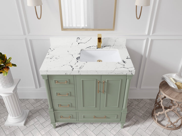 Aberdeen 36 in. W x 22 in. D Right Offset Sink Bathroom Vanity - photo 29