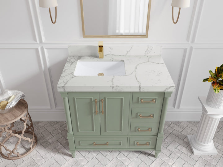 Aberdeen 36 in. W x 22 in. D Left Offset Sink Bathroom Vanity - photo 37