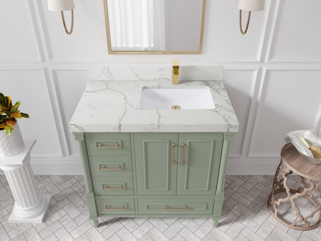 Aberdeen 36 in. W x 22 in. D Right Offset Sink Bathroom Vanity