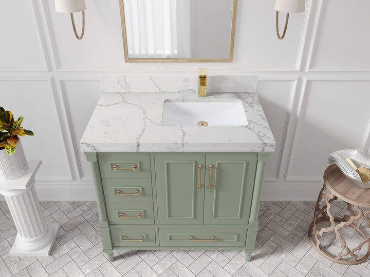 Aberdeen 36 in. W x 22 in. D Right Offset Sink Bathroom Vanity - photo 30