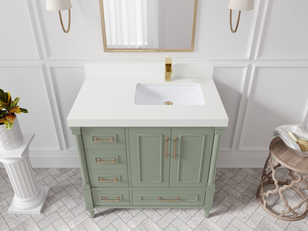 Aberdeen 36 in. W x 22 in. D Right Offset Sink Bathroom Vanity