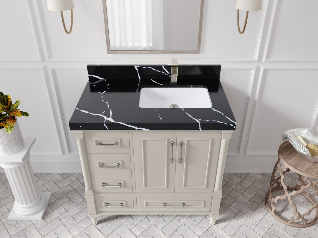 Aberdeen 36 in. W x 22 in. D Right Offset Sink Bathroom Vanity