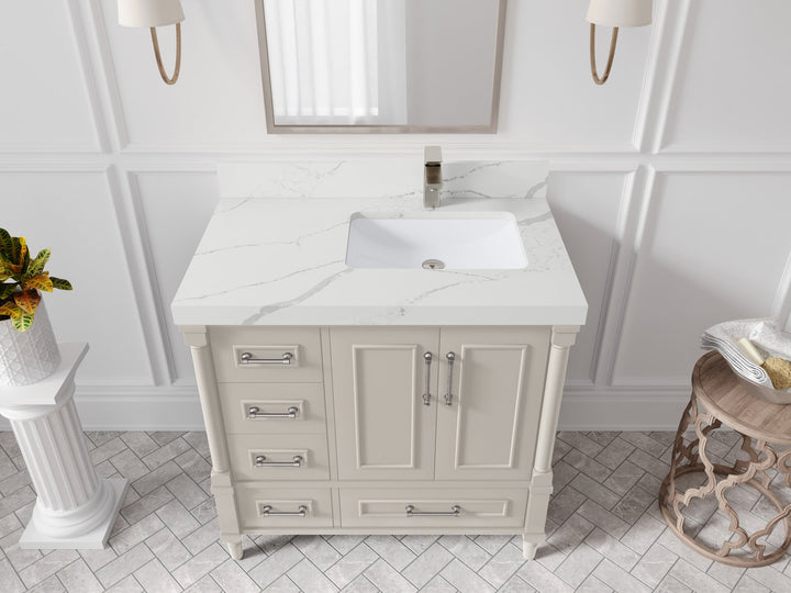 Aberdeen 36 in. W x 22 in. D Right Offset Sink Bathroom Vanity - photo 3