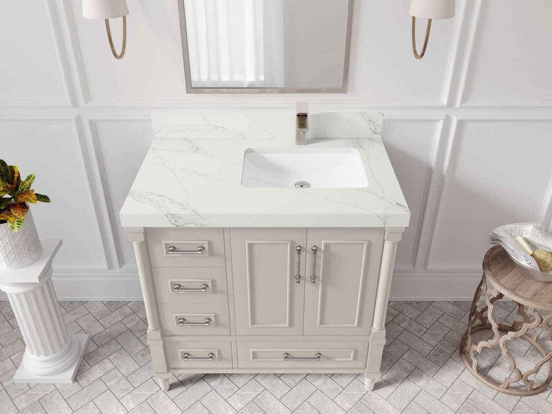 Aberdeen 36 in. W x 22 in. D Right Offset Sink Bathroom Vanity