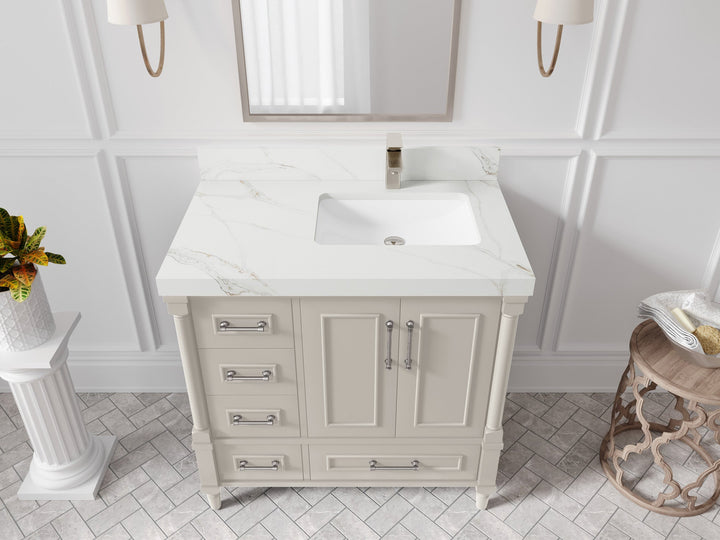 Aberdeen 36 in. W x 22 in. D Right Offset Sink Bathroom Vanity - photo 17