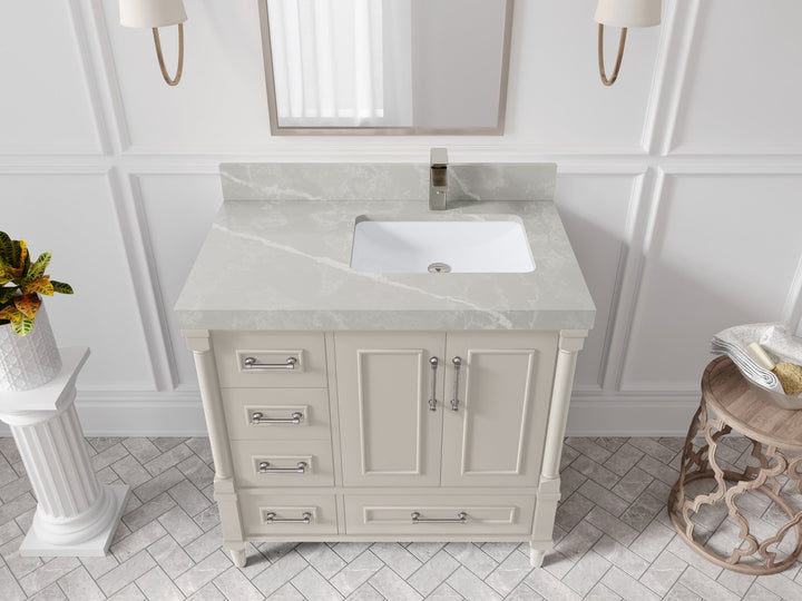 Aberdeen 36 in. W x 22 in. D Right Offset Sink Bathroom Vanity - photo 24