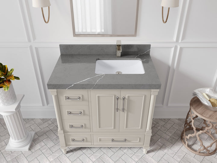 Aberdeen 36 in. W x 22 in. D Right Offset Sink Bathroom Vanity - photo 25