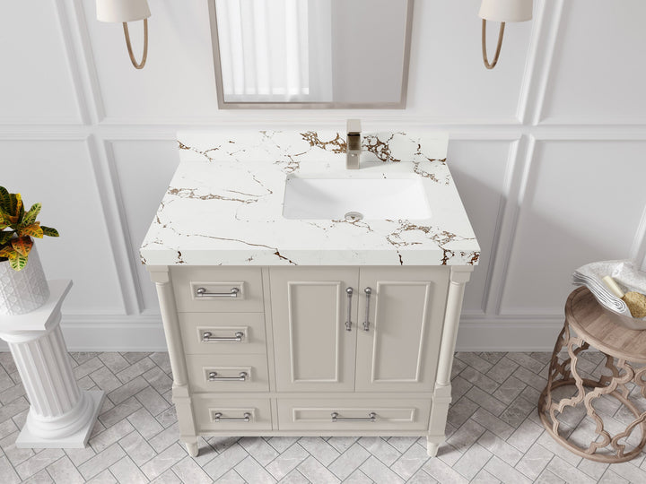Aberdeen 36 in. W x 22 in. D Right Offset Sink Bathroom Vanity - photo 26