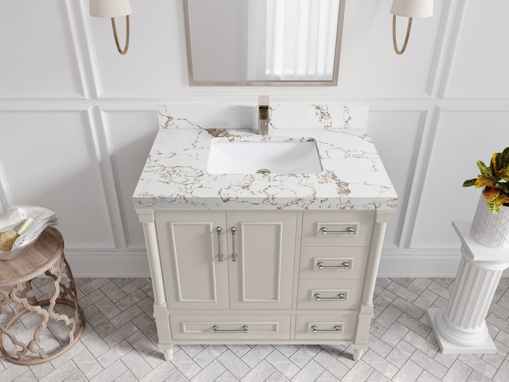 Aberdeen 36 in. W x 22 in. D Center Sink Bathroom Vanity - photo 37