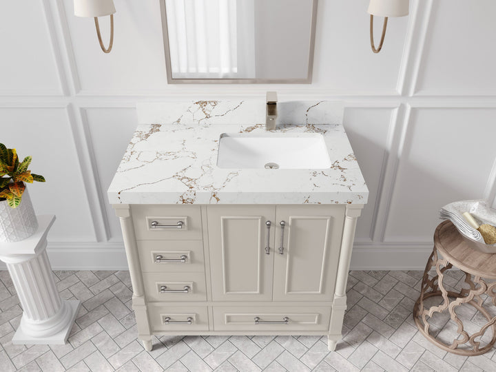 Aberdeen 36 in. W x 22 in. D Right Offset Sink Bathroom Vanity - photo 27