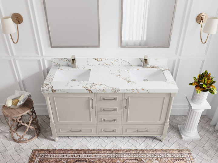 Aberdeen 60 in. W x 22 in. D Double Sink Bathroom Vanity - photo 36