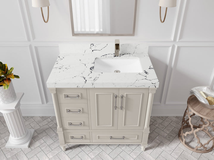 Aberdeen 36 in. W x 22 in. D Right Offset Sink Bathroom Vanity - photo 28