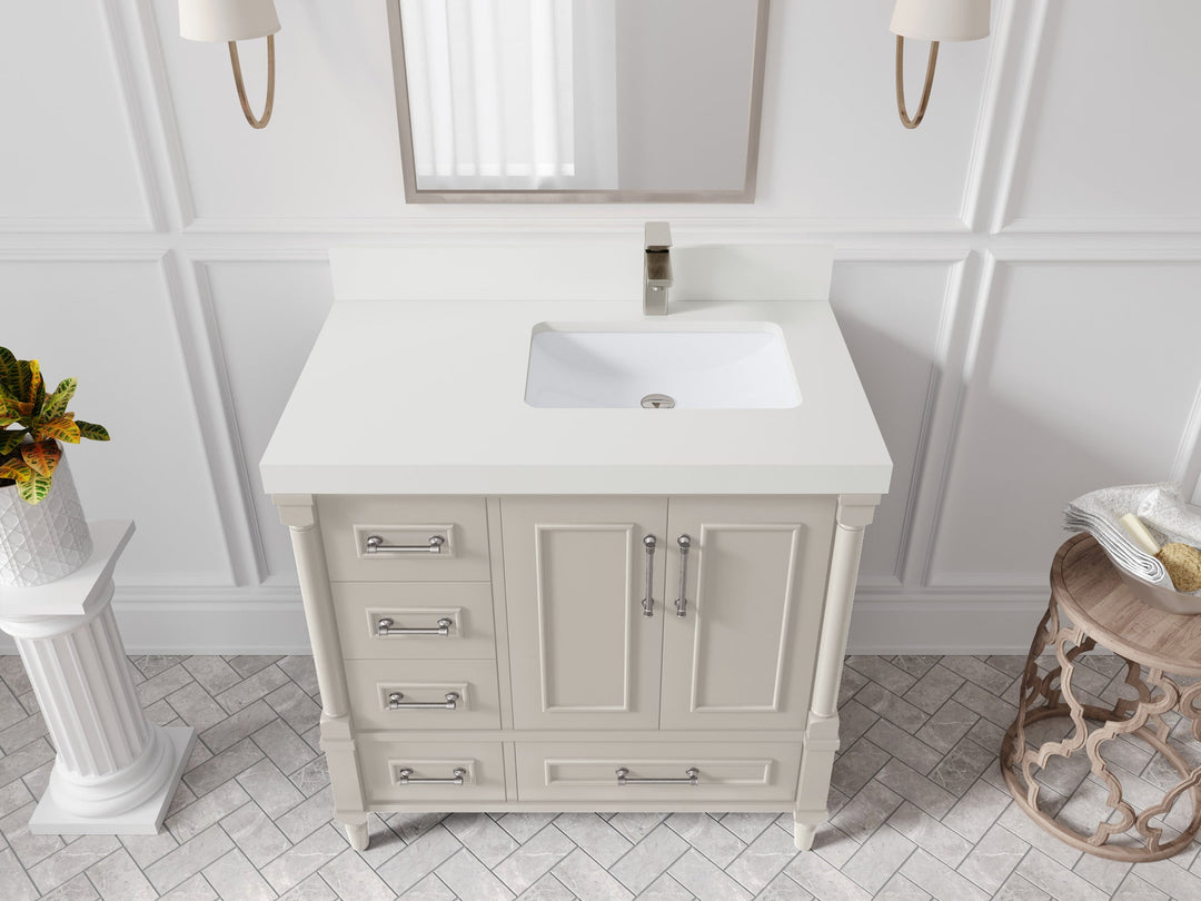 Aberdeen 36 in. W x 22 in. D Right Offset Sink Bathroom Vanity