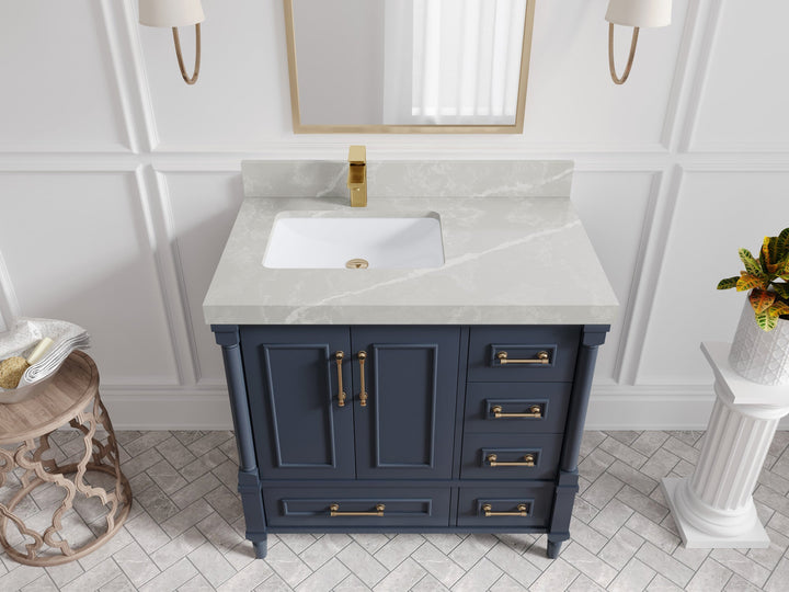 Aberdeen 36 in. W x 22 in. D Left Offset Sink Bathroom Vanity - photo 27