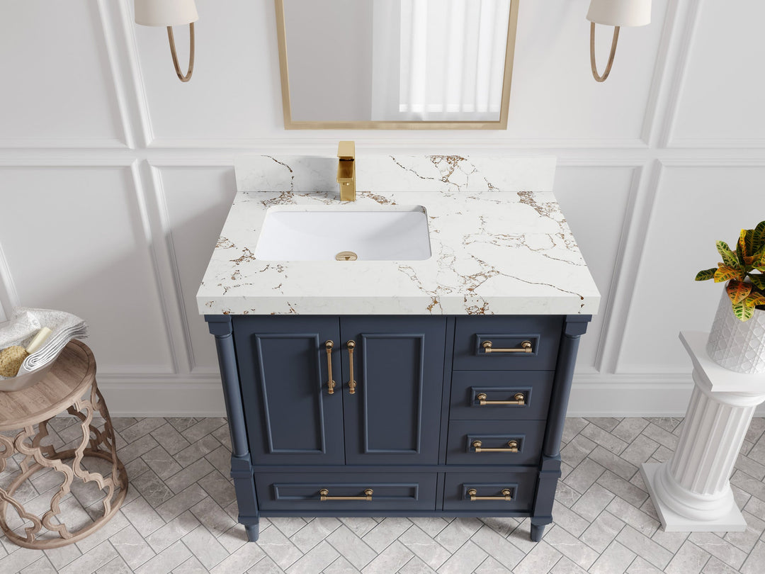 Aberdeen 36 in. W x 22 in. D Left Offset Sink Bathroom Vanity