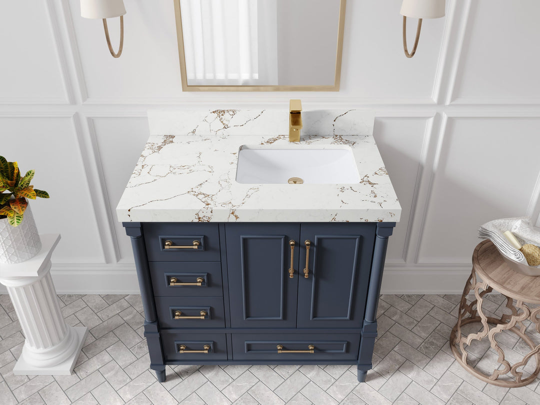 Aberdeen 36 in. W x 22 in. D Right Offset Sink Bathroom Vanity