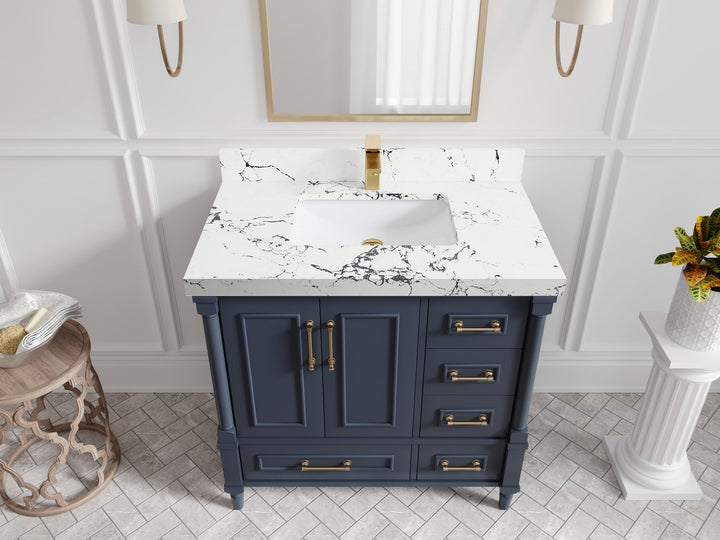 Aberdeen 36 in. W x 22 in. D Center Sink Bathroom Vanity - photo 38