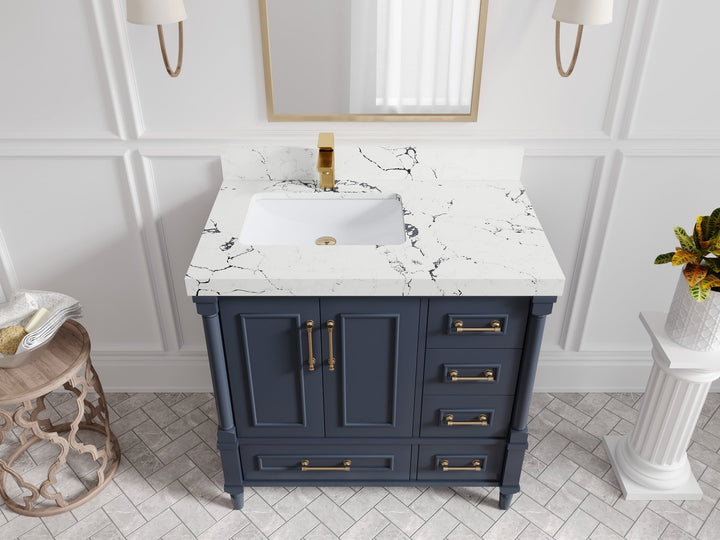 Aberdeen 36 in. W x 22 in. D Left Offset Sink Bathroom Vanity - photo 35