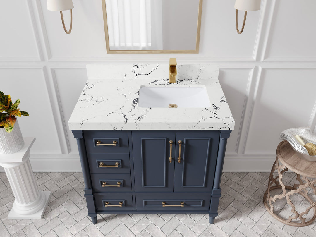 Aberdeen 36 in. W x 22 in. D Right Offset Sink Bathroom Vanity