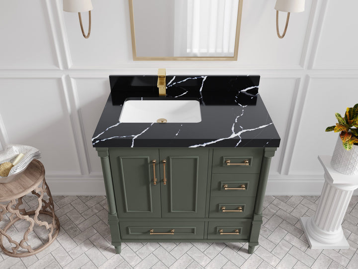 Aberdeen 36 in. W x 22 in. D Left Offset Sink Bathroom Vanity - photo 9