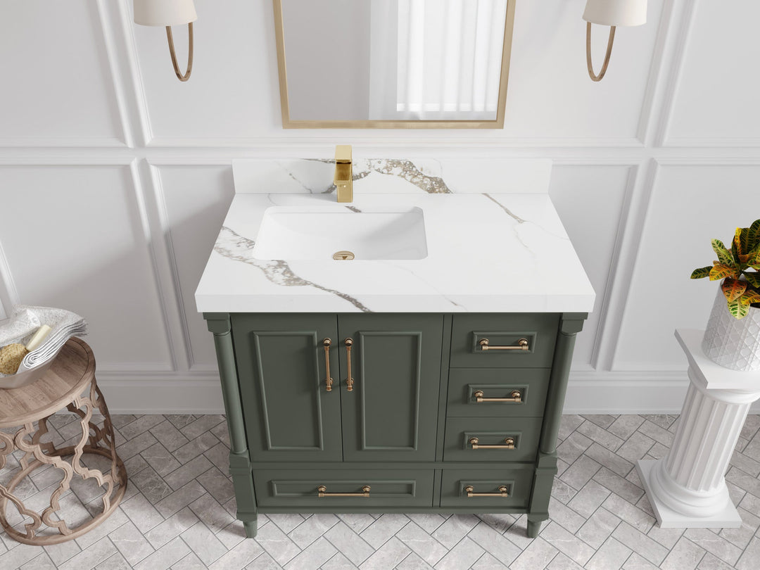 Aberdeen 36 in. W x 22 in. D Left Offset Sink Bathroom Vanity