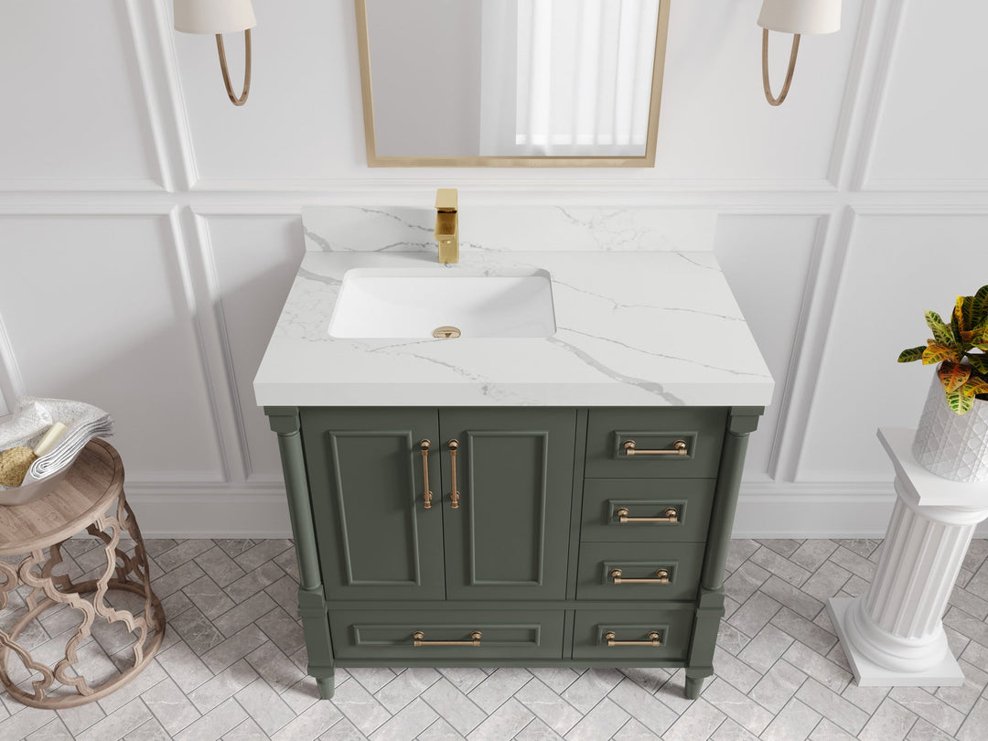 Aberdeen 36 in. W x 22 in. D Left Offset Sink Bathroom Vanity