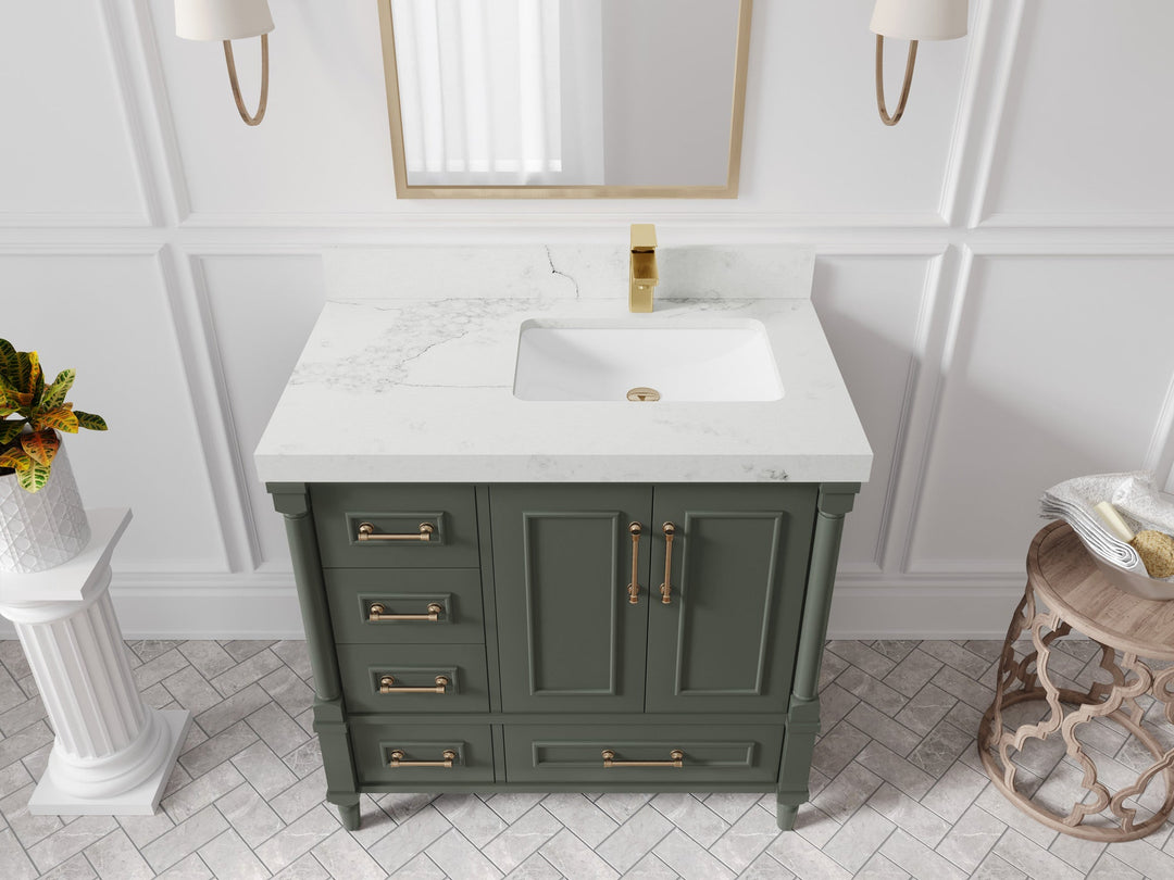 Aberdeen 36 in. W x 22 in. D Right Offset Sink Bathroom Vanity