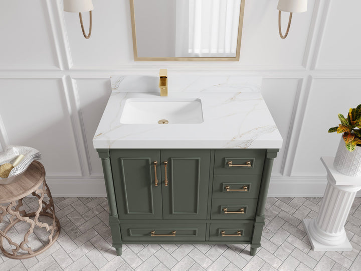 Aberdeen 36 in. W x 22 in. D Left Offset Sink Bathroom Vanity - photo 15