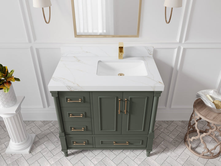 Aberdeen 36 in. W x 22 in. D Right Offset Sink Bathroom Vanity - photo 19