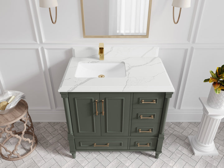 Aberdeen 36 in. W x 22 in. D Left Offset Sink Bathroom Vanity - photo 21