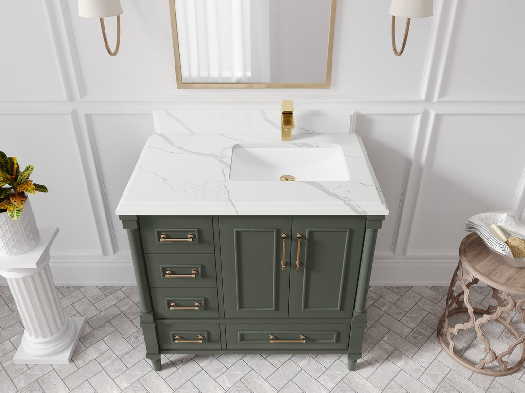 Aberdeen 36 in. W x 22 in. D Right Offset Sink Bathroom Vanity