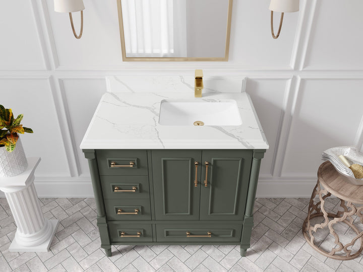 Aberdeen 36 in. W x 22 in. D Right Offset Sink Bathroom Vanity - photo 21