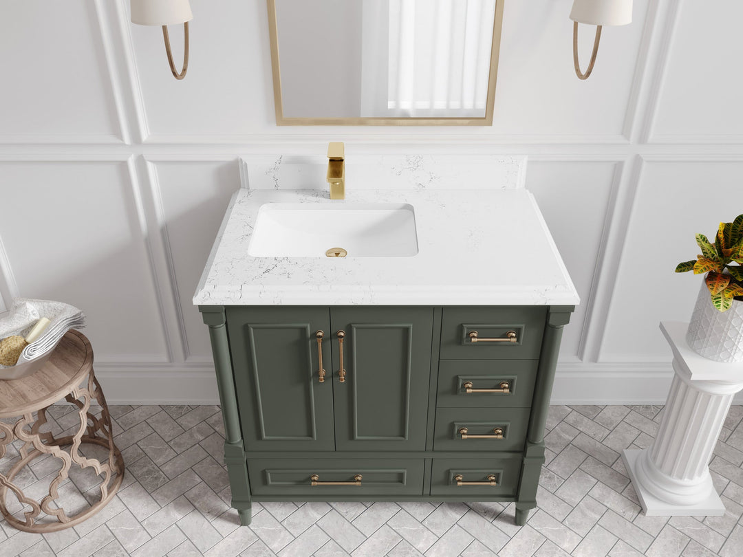 Aberdeen 36 in. W x 22 in. D Left Offset Sink Bathroom Vanity