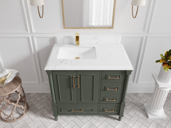 Aberdeen 36 in. W x 22 in. D Left Offset Sink Bathroom Vanity - photo 23
