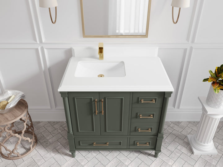 Aberdeen 36 in. W x 22 in. D Left Offset Sink Bathroom Vanity - photo 25