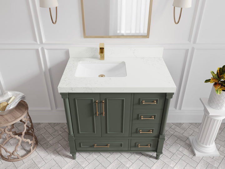 Aberdeen 36 in. W x 22 in. D Left Offset Sink Bathroom Vanity - photo 27
