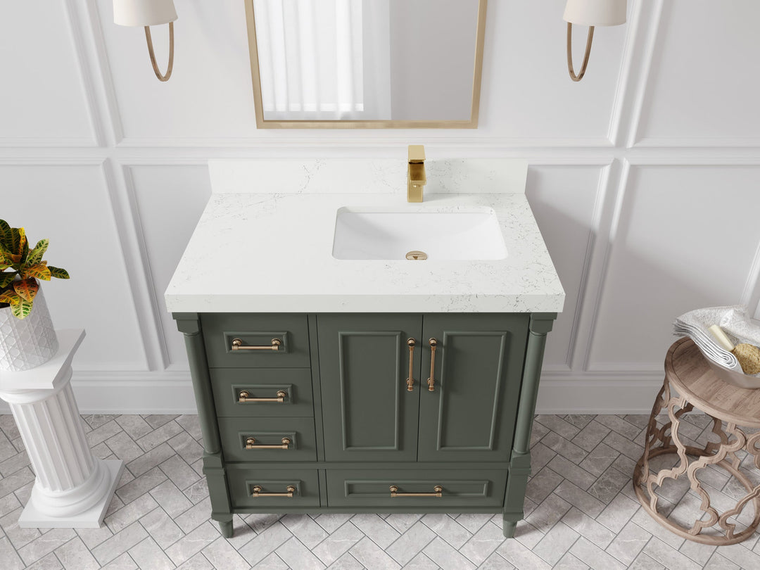 Aberdeen 36 in. W x 22 in. D Right Offset Sink Bathroom Vanity