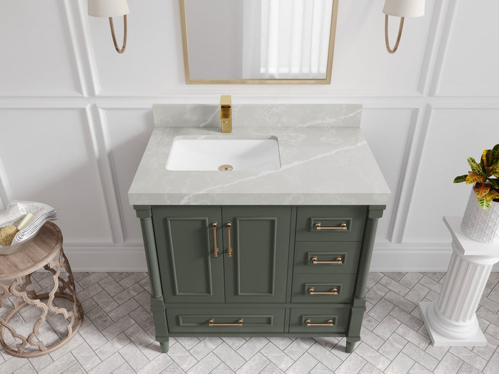 Aberdeen 36 in. W x 22 in. D Left Offset Sink Bathroom Vanity - photo 29