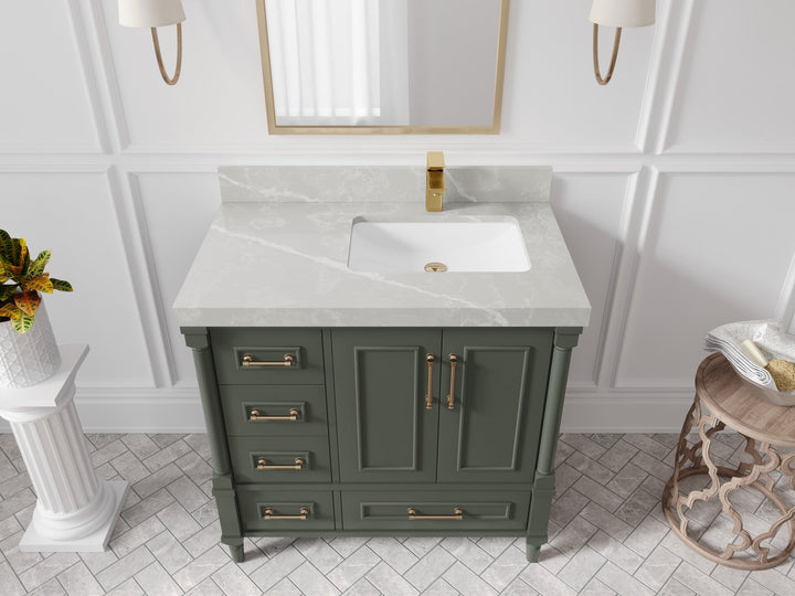 Aberdeen 36 in. W x 22 in. D Right Offset Sink Bathroom Vanity - photo 29