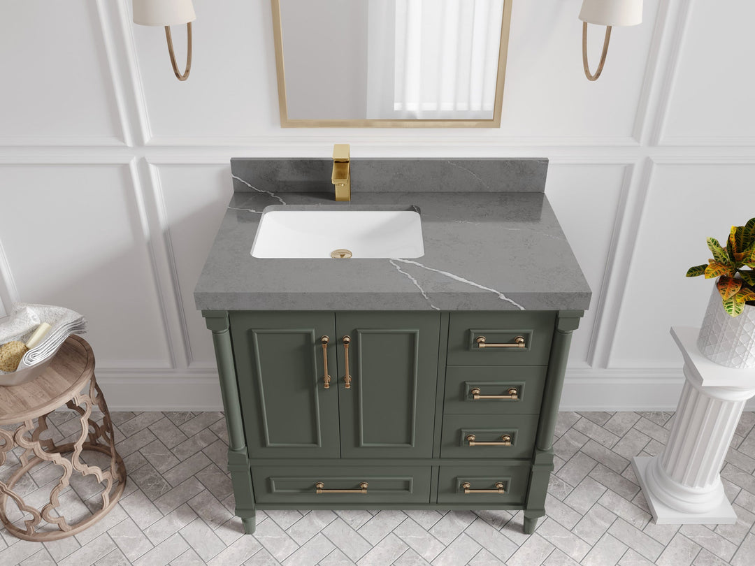 Aberdeen 36 in. W x 22 in. D Left Offset Sink Bathroom Vanity