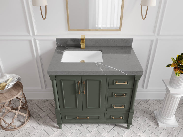 Aberdeen 36 in. W x 22 in. D Left Offset Sink Bathroom Vanity - photo 31