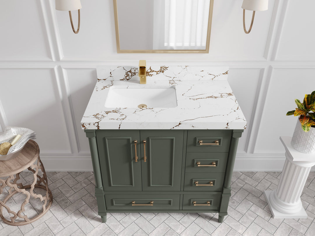 Aberdeen 36 in. W x 22 in. D Left Offset Sink Bathroom Vanity