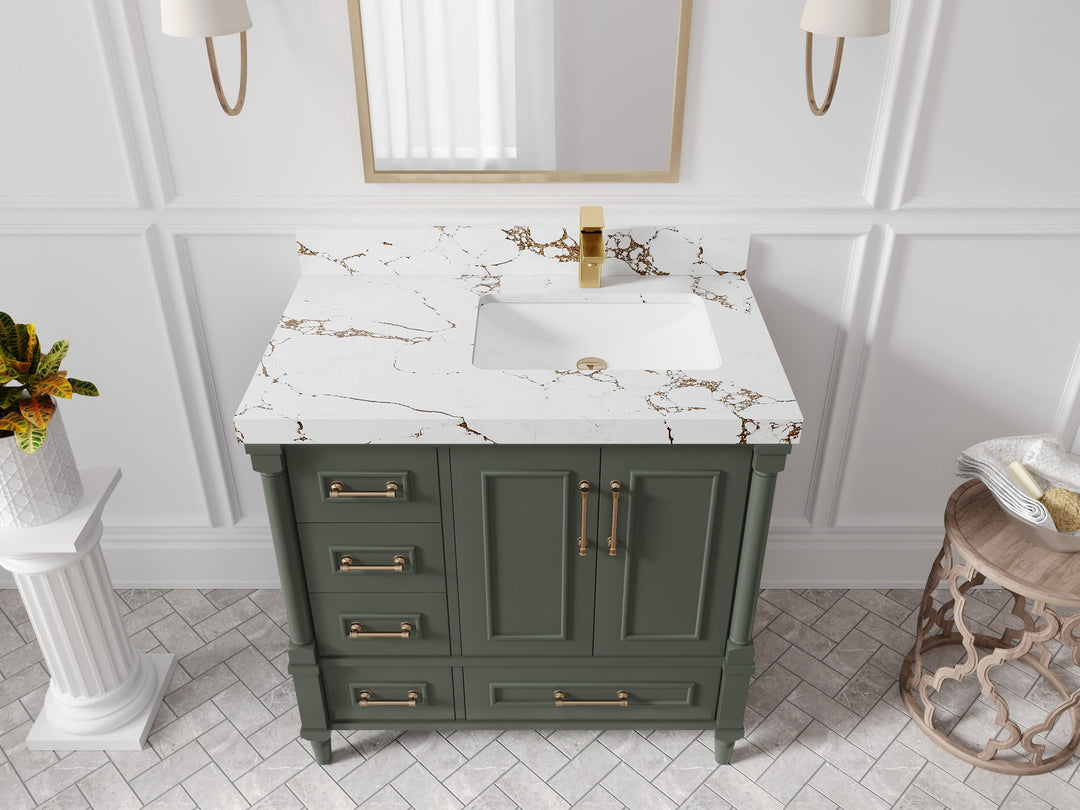 Aberdeen 36 in. W x 22 in. D Right Offset Sink Bathroom Vanity