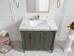 Aberdeen 36 in. W x 22 in. D Center Sink Bathroom Vanity - photo 35