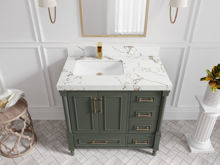 Aberdeen 36 in. W x 22 in. D Left Offset Sink Bathroom Vanity - photo 35